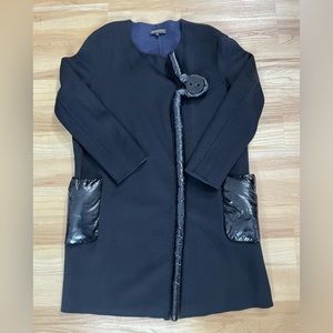 Ports 1961 cashmere wool black navy coat doubleface 2 small medium Cinza Rocca